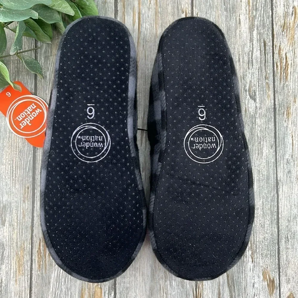 Big Boys Plaid Cozy Slippers Shoes Size 6